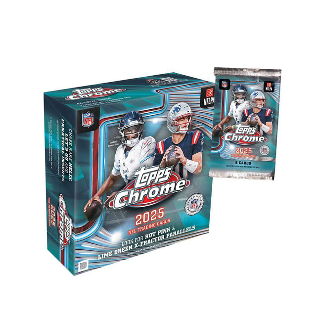 2025 Topps NFL Chrome Football Trading Card Mega Box